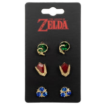 Load image into Gallery viewer, The Legend of Zelda Ocarina Of Time 3 Pack Spiritual Stones Earrings Set