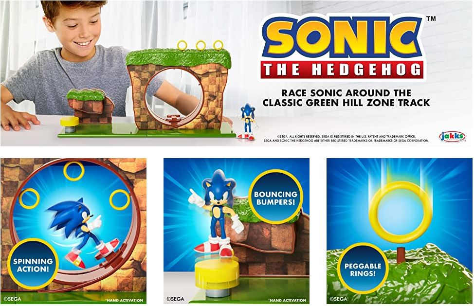  Sonic The Hedgehog Green Hill Zone Playset with 2.5 Sonic  Action Figure : Toys & Games