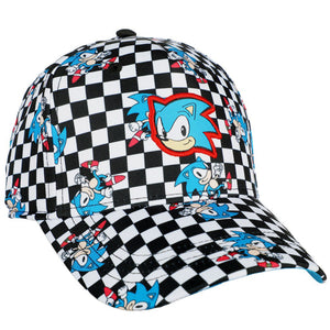 Sonic the Hedgehog Hat Checkered AOP Youth Curved Bill Snapback