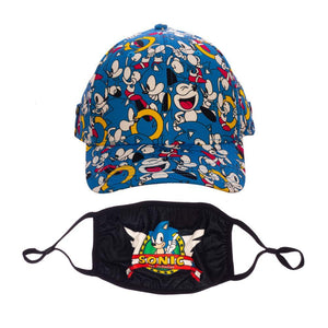 Sonic the Hedgehog Hat and Face Cover Combo Curved Bill Snapback