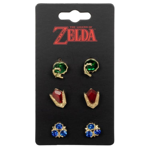 The Legend of Zelda Ocarina Of Time 3 Pack Spiritual Stones Earrings Set