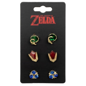 The Legend of Zelda Ocarina Of Time 3 Pack Spiritual Stones Earrings Set