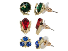 Load image into Gallery viewer, The Legend of Zelda Ocarina Of Time 3 Pack Spiritual Stones Earrings Set