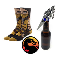 Load image into Gallery viewer, Mortal Kombat Scorpion Socks and Kunai Bottle Opener Gift Set