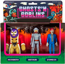 Load image into Gallery viewer, Ghosts &#39;n Goblins ReAction Figures 3-Pack - Pack A (Astaroth, Arthur, Zombie)