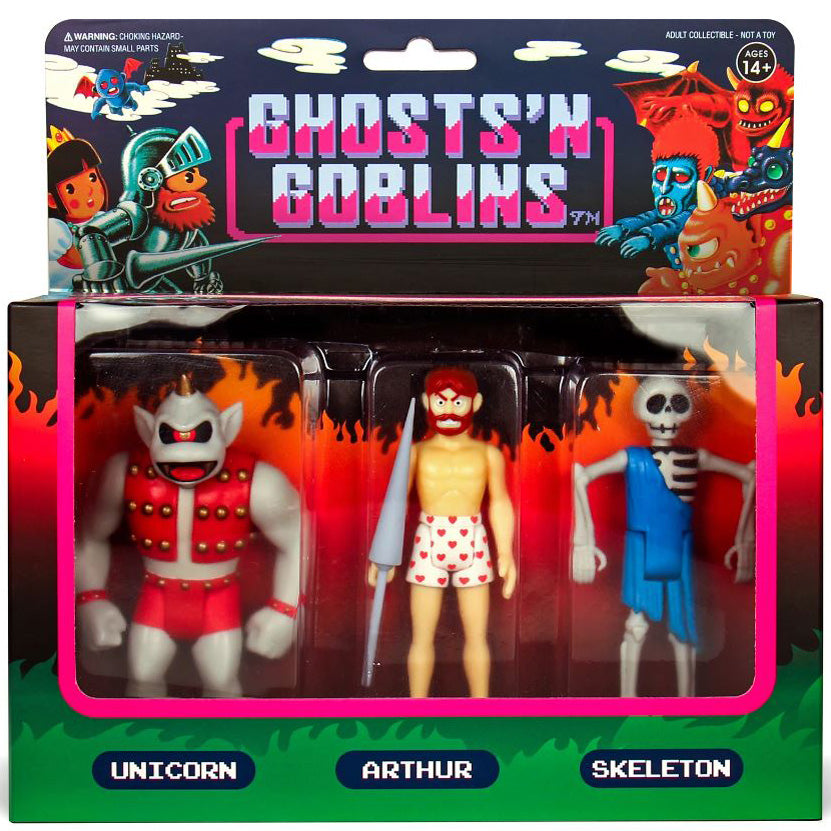 Ghosts 'n Goblins ReAction Figures 3-Pack - Pack B (Unicorn, Arthur in Underwear, Skeleton)